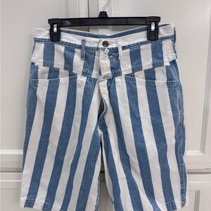 True Vintage Marithe Francois Girbaud Blue and White Striped Jean Shorts